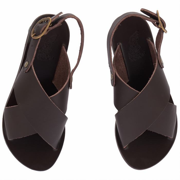 Kids' Ancient Greek Sandals Little Maria Soft Casual Sandals Chocolate | WOL1130XH