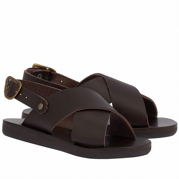 Kids' Ancient Greek Sandals Little Maria Soft Casual Sandals Chocolate | WOL1130XH