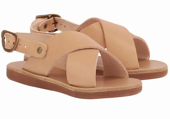 Kids' Ancient Greek Sandals Little Maria Soft Casual Sandals Beige | LEC3562II