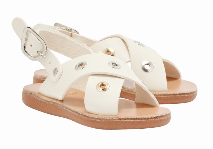 Kids' Ancient Greek Sandals Little Maria Eyelets Soft Casual Sandals White | KTR2129BJ