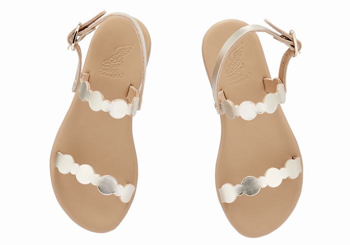 Kids' Ancient Greek Sandals Little Orion Soft Flat Sandals Gold White | DVE453LI