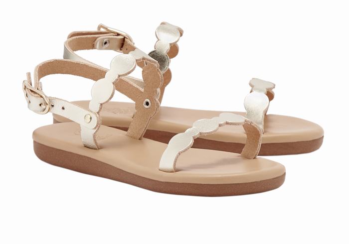 Kids' Ancient Greek Sandals Little Orion Soft Flat Sandals Gold White | DVE453LI