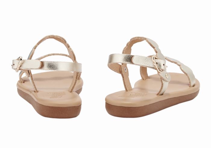 Kids' Ancient Greek Sandals Little Orion Soft Flat Sandals Gold White | DVE453LI