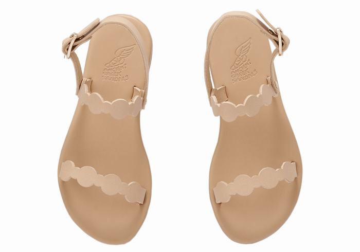 Kids' Ancient Greek Sandals Little Orion Soft Flat Sandals Beige | JZP8694KY