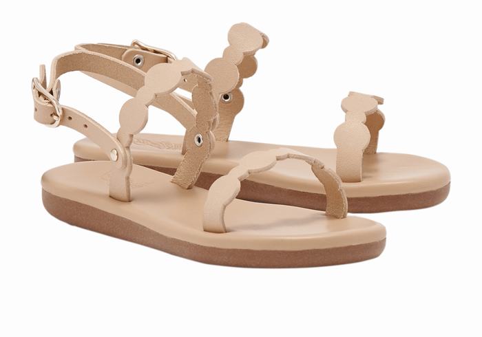 Kids' Ancient Greek Sandals Little Orion Soft Flat Sandals Beige | JZP8694KY