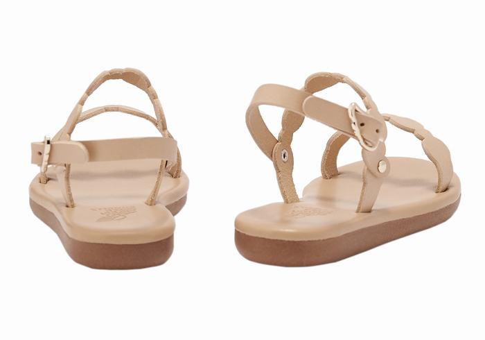 Kids' Ancient Greek Sandals Little Orion Soft Flat Sandals Beige | JZP8694KY