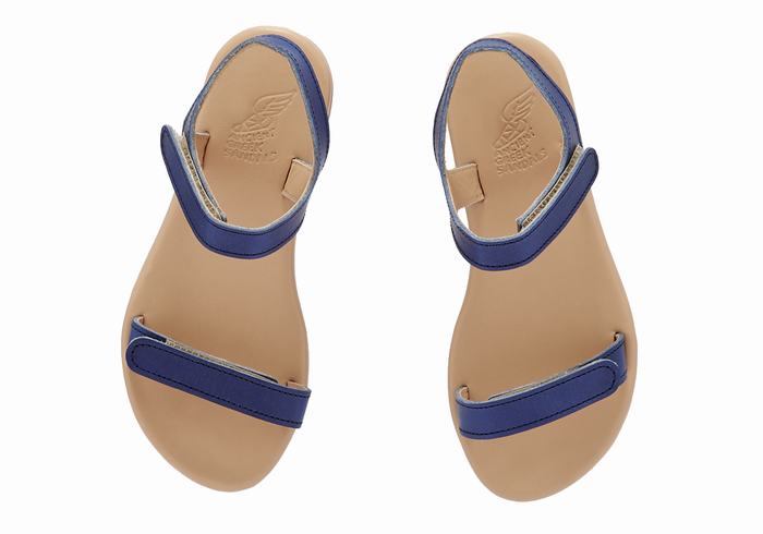 Kids' Ancient Greek Sandals Little Poros Soft Casual Sandals Dark Blue | EPX6798CZ