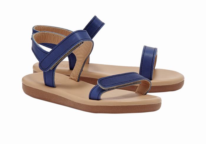 Kids' Ancient Greek Sandals Little Poros Soft Casual Sandals Dark Blue | EPX6798CZ