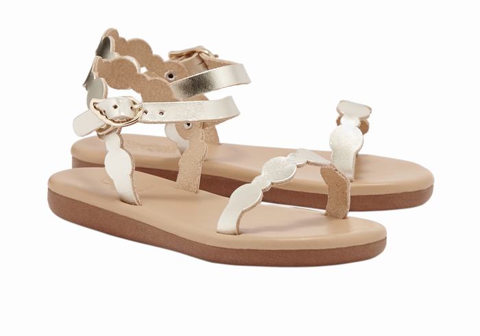 Kids' Ancient Greek Sandals Little Toxo Soft Flat Sandals Gold White | XIS6490QM