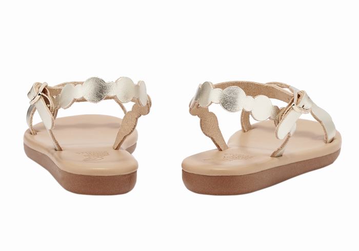 Kids' Ancient Greek Sandals Little Toxo Soft Flat Sandals Gold White | XIS6490QM