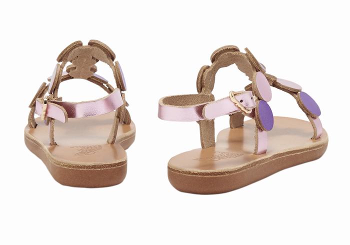 Kids' Ancient Greek Sandals Little Uranos Soft Flat Sandals Pink Purple | CZQ3932TG