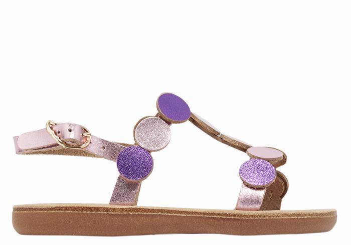 Kids\' Ancient Greek Sandals Little Uranos Soft Flat Sandals Pink Purple | CZQ3932TG