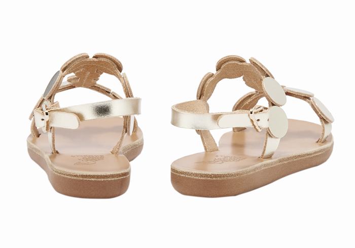 Kids' Ancient Greek Sandals Little Uranos Soft Flat Sandals Gold White | QWS2113SZ