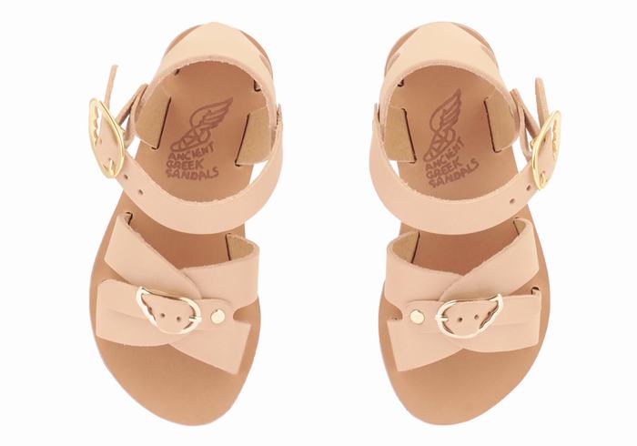 Kids' Ancient Greek Sandals Little Vasso Soft Casual Sandals Beige | UBB7429SU