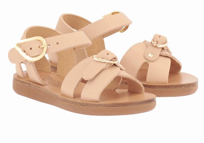 Kids' Ancient Greek Sandals Little Vasso Soft Casual Sandals Beige | UBB7429SU