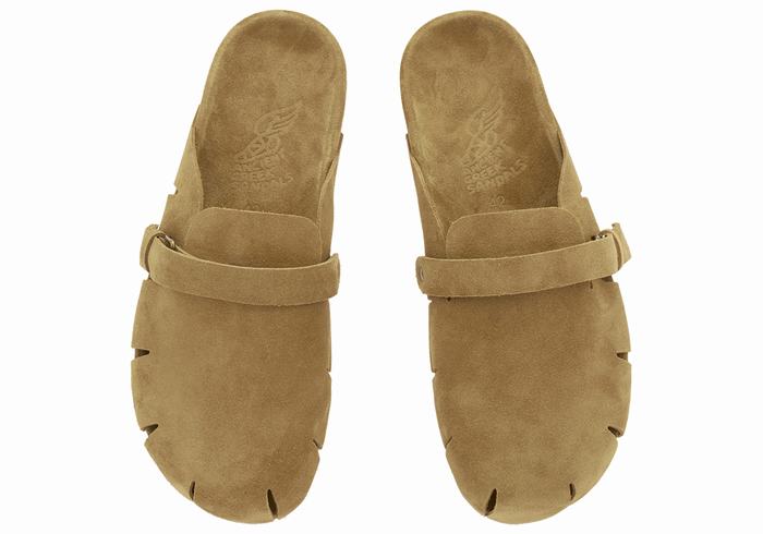 Men Ancient Greek Sandals Atlas Slippers Green | PTO880GL