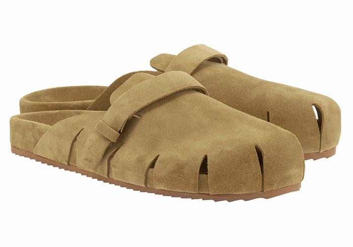 Men Ancient Greek Sandals Atlas Slippers Green | PTO880GL