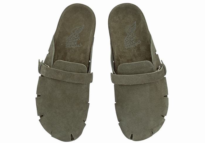 Men Ancient Greek Sandals Atlas Slippers Dark Green | AMN8548UM