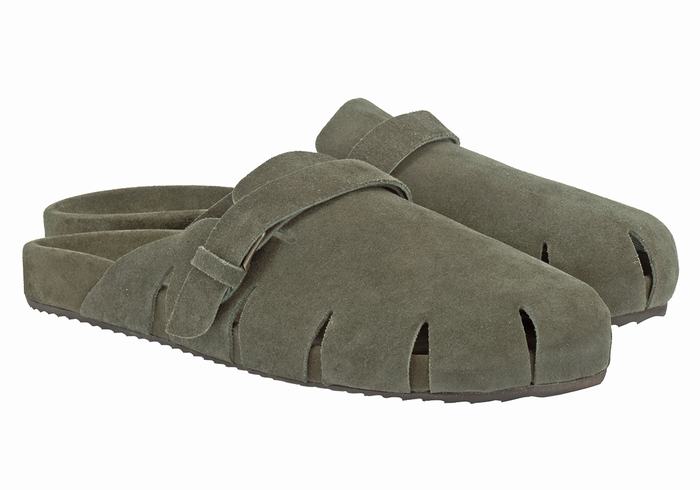 Men Ancient Greek Sandals Atlas Slippers Dark Green | AMN8548UM