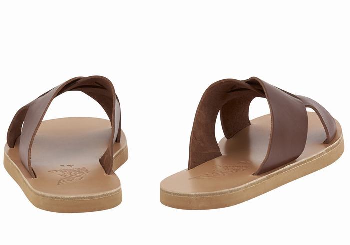 Men Ancient Greek Sandals Bios Slide Sandals Coffee | FEI771SZ