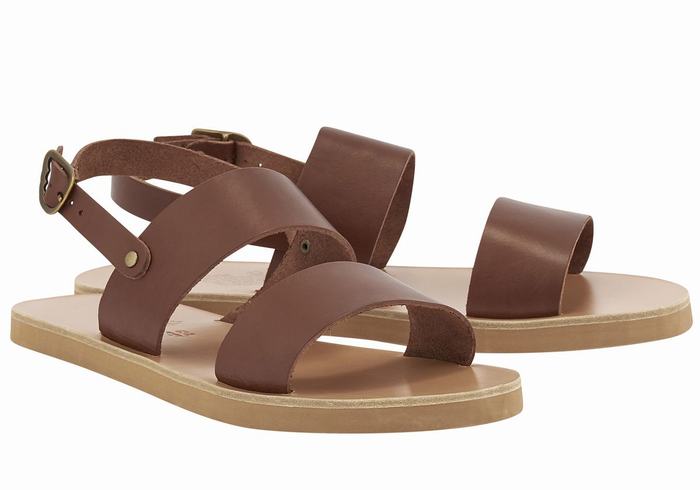 Men Ancient Greek Sandals Dinatos Casual Sandals Coffee | ORZ3940TQ