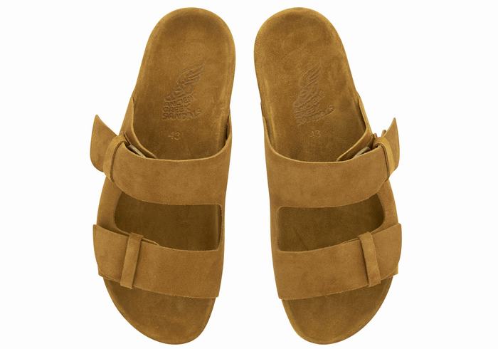 Men Ancient Greek Sandals Diogenis Slippers Brown | MPN761YL