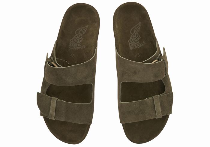 Men Ancient Greek Sandals Diogenis Slippers Dark Green | GZG4576TG