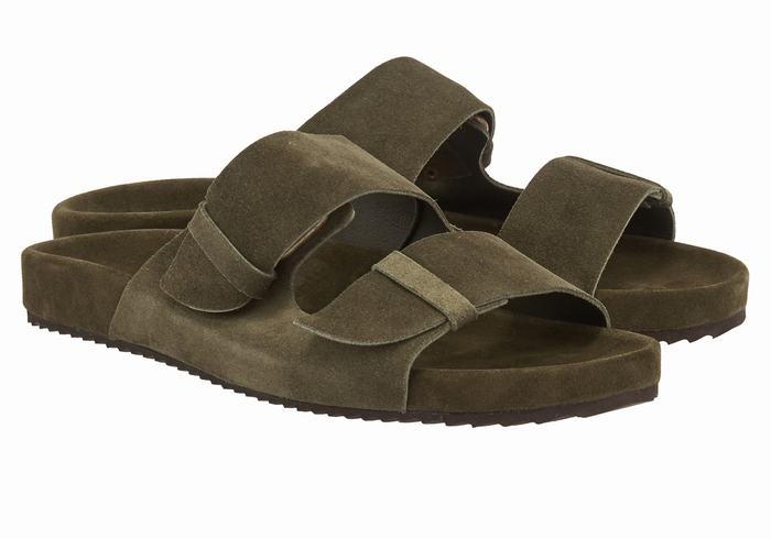 Men Ancient Greek Sandals Diogenis Slippers Dark Green | GZG4576TG