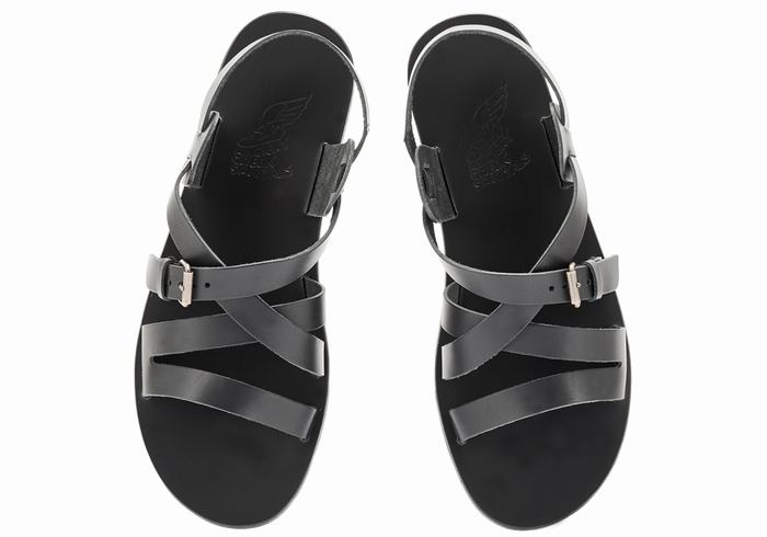 Men Ancient Greek Sandals Hercules Leather Casual Sandals Black | IQD1781HG