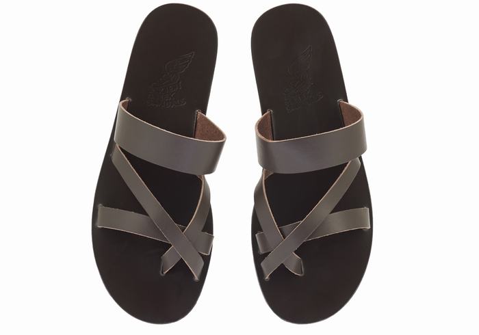 Men Ancient Greek Sandals Jason Slide Sandals Chocolate | NPE2943IZ