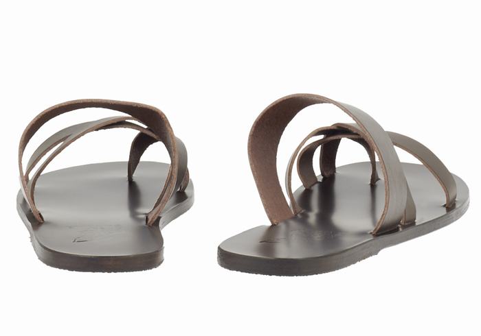 Men Ancient Greek Sandals Jason Slide Sandals Chocolate | NPE2943IZ