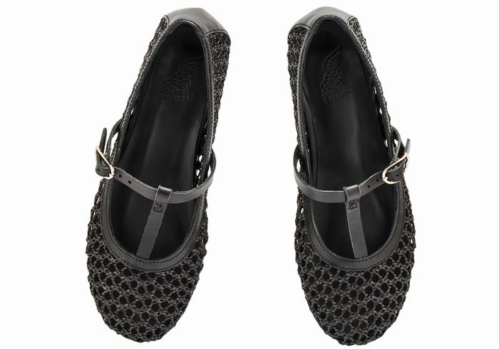 Women Ancient Greek Sandals Aerati Ballerina Black | KIQ251JA