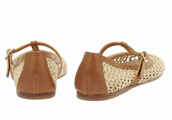 Women Ancient Greek Sandals Aerati Ballerina Beige Brown | BZI375PC