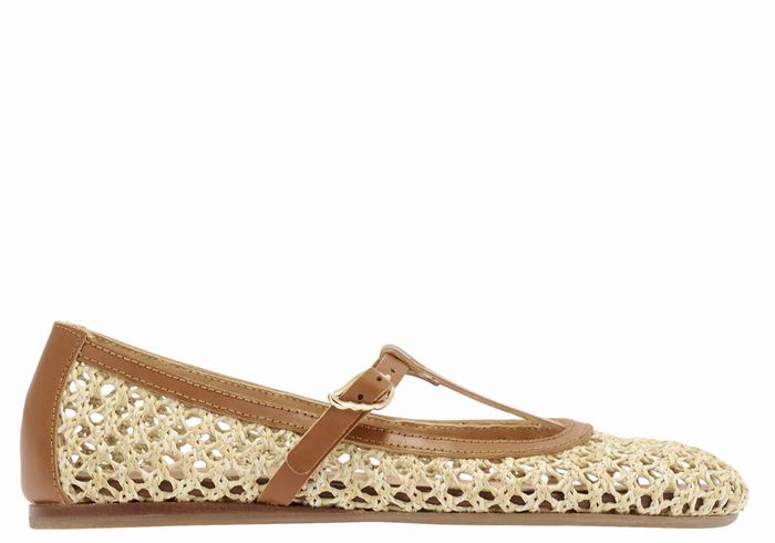 Women Ancient Greek Sandals Aerati Ballerina Beige Brown | BZI375PC