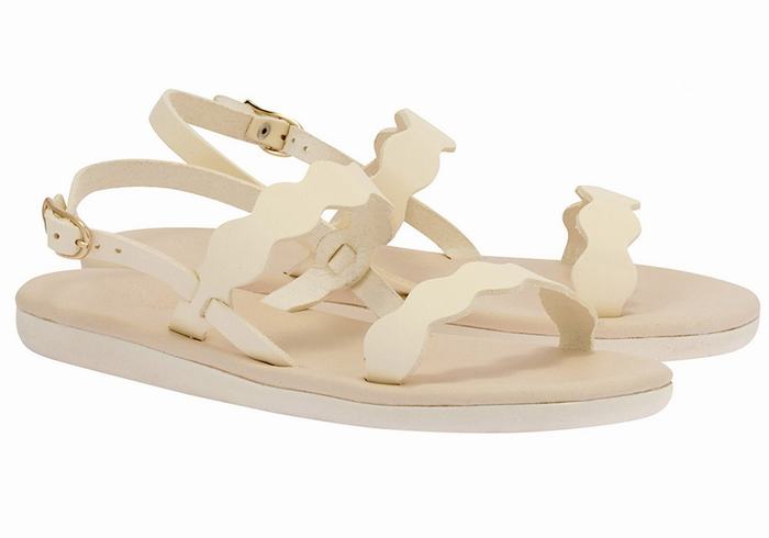 Women Ancient Greek Sandals Afros Back-Strap Sandals White | SCB7727RP