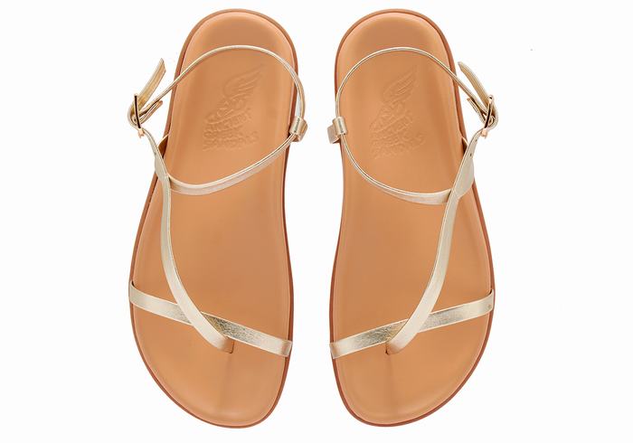 Women Ancient Greek Sandals Aimilia Back-Strap Sandals Gold White | JZN801UY