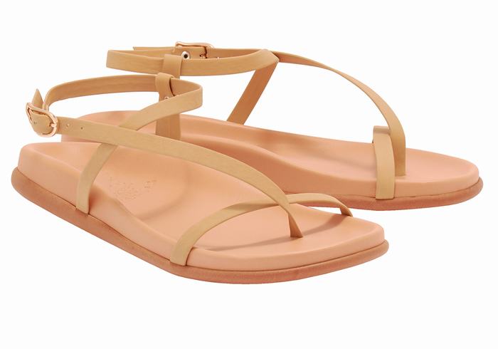 Women Ancient Greek Sandals Aimilia Back-Strap Sandals Beige | CBF5394MB