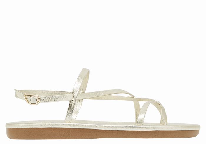 Women Ancient Greek Sandals Alethea Back-Strap Sandals Gold White | MKT6917AI