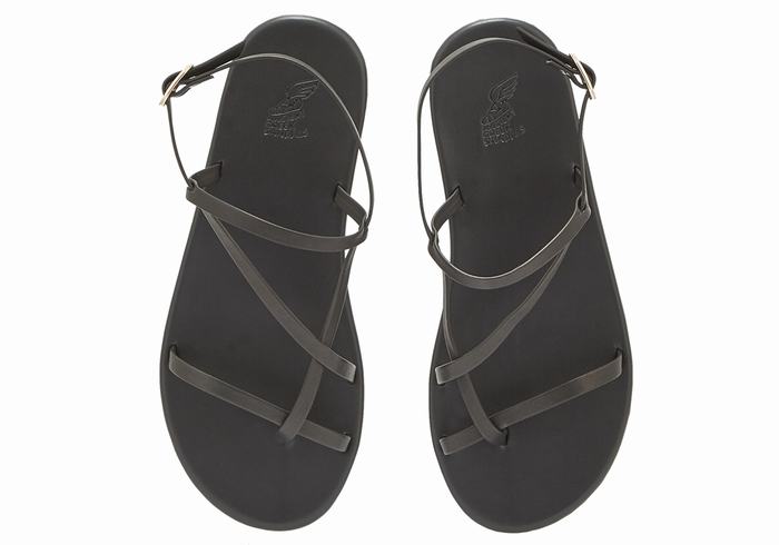 Women Ancient Greek Sandals Alethea Back-Strap Sandals Black | XJL6768TL