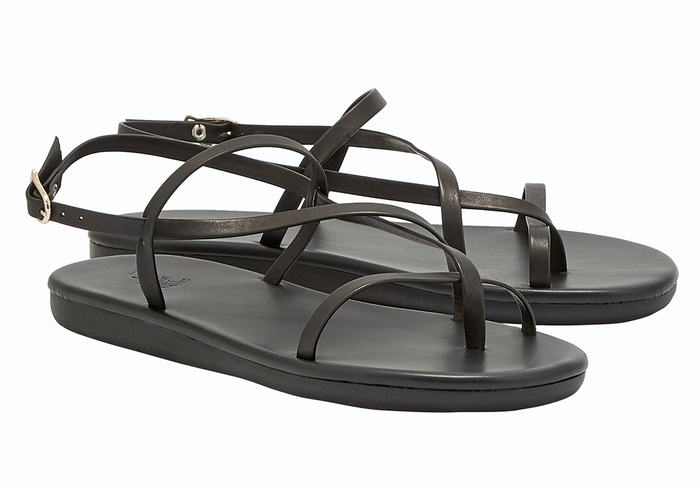 Women Ancient Greek Sandals Alethea Back-Strap Sandals Black | XJL6768TL