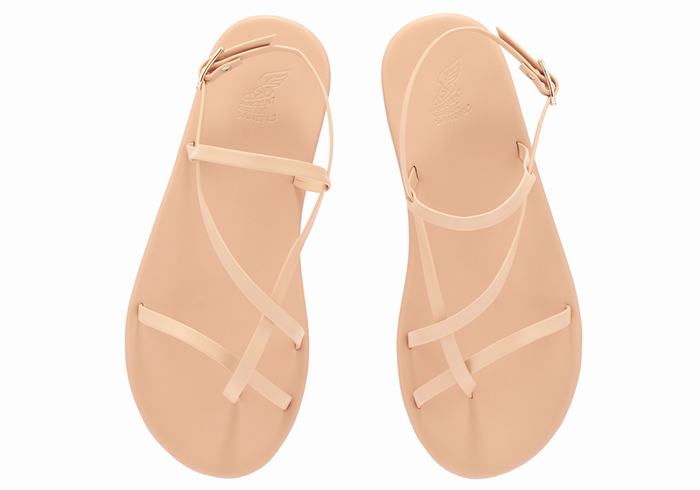 Women Ancient Greek Sandals Alethea Back-Strap Sandals Beige | OOP6170SS