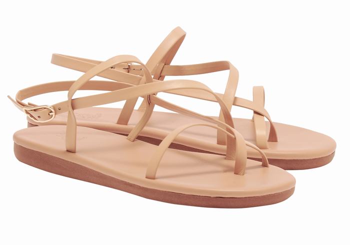 Women Ancient Greek Sandals Alethea Back-Strap Sandals Beige | OOP6170SS