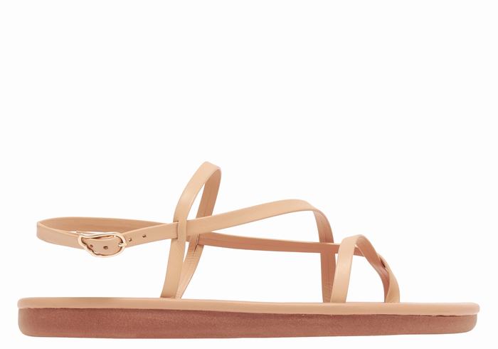 Women Ancient Greek Sandals Alethea Back-Strap Sandals Beige | OOP6170SS