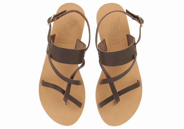 Women Ancient Greek Sandals Alethea Back-Strap Sandals Chocolate | SMC1643TI