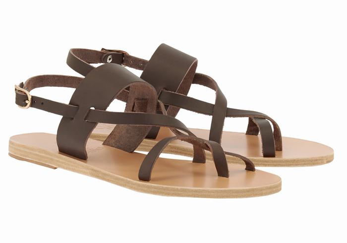 Women Ancient Greek Sandals Alethea Back-Strap Sandals Chocolate | SMC1643TI