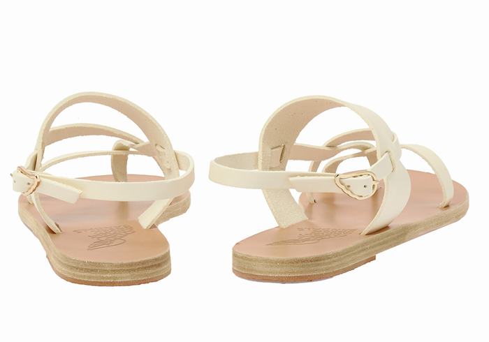 Women Ancient Greek Sandals Alethea Leather Back-Strap Sandals White | KDJ8691HR