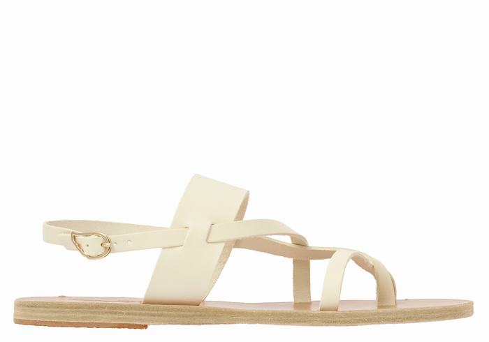 Women Ancient Greek Sandals Alethea Leather Back-Strap Sandals White | KDJ8691HR