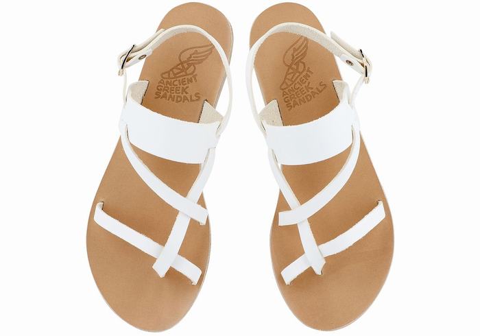 Women Ancient Greek Sandals Alethea Leather Back-Strap Sandals White | JMD8535XU