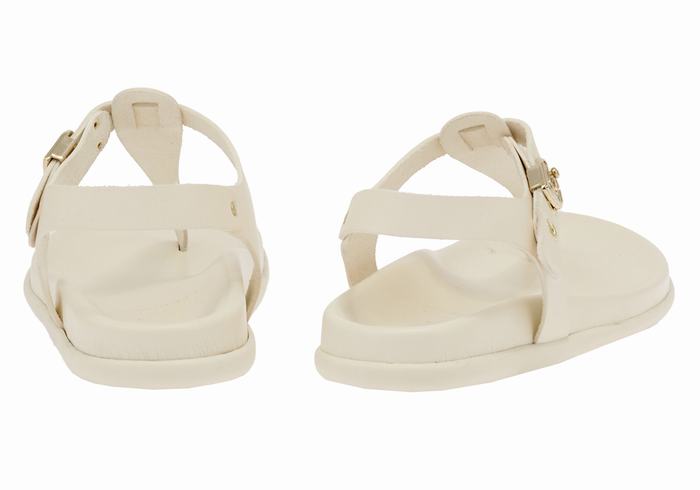 Women Ancient Greek Sandals Alki Flip Flop Back-Strap Sandals White | YNQ8877JU