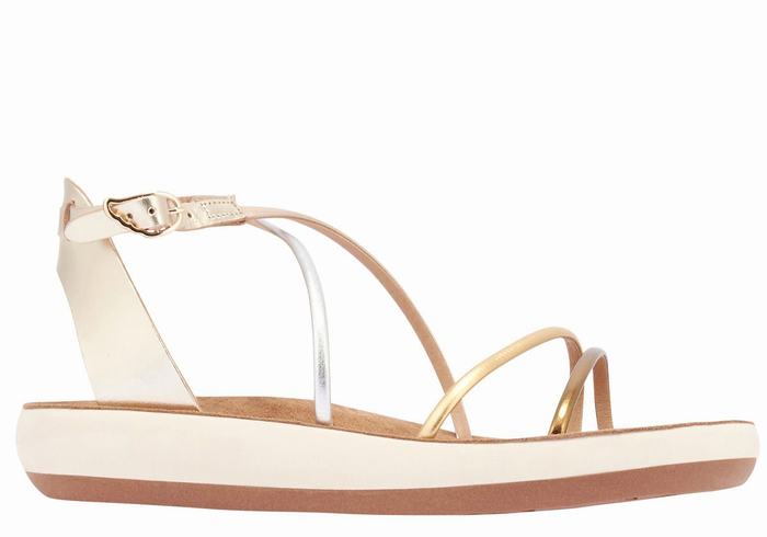 Women Ancient Greek Sandals Anastasia Comfort Ankle Strap Sandals White | XRS98100MY